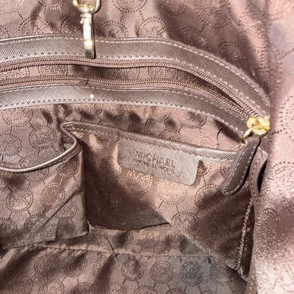 MICHAEL Kors Jet Set StripeTote saffiano leather orange-wallet Set EUC - Picture 10 of 14